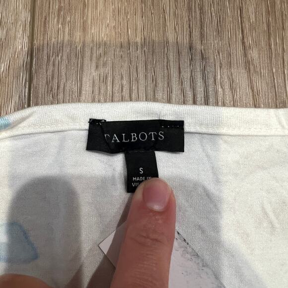 TALBOTS Women's Pleated Sleeve Crewneck Top Size S In White - Picture 11 of 13